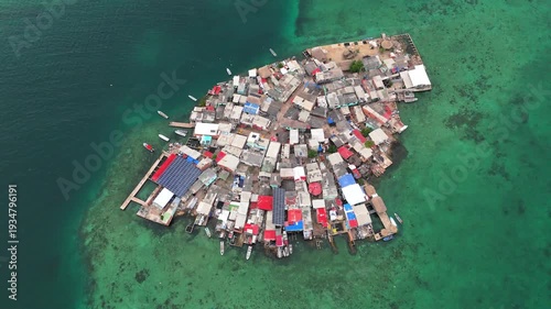Aerial view of Santa Cruz del Islote island in Colombia