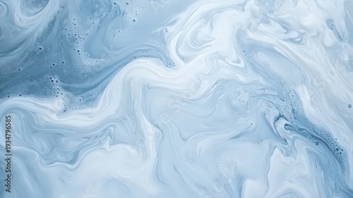 Abstract Blue Swirls and Waves in Fluid Motion Creating a Soothing Artistic Background