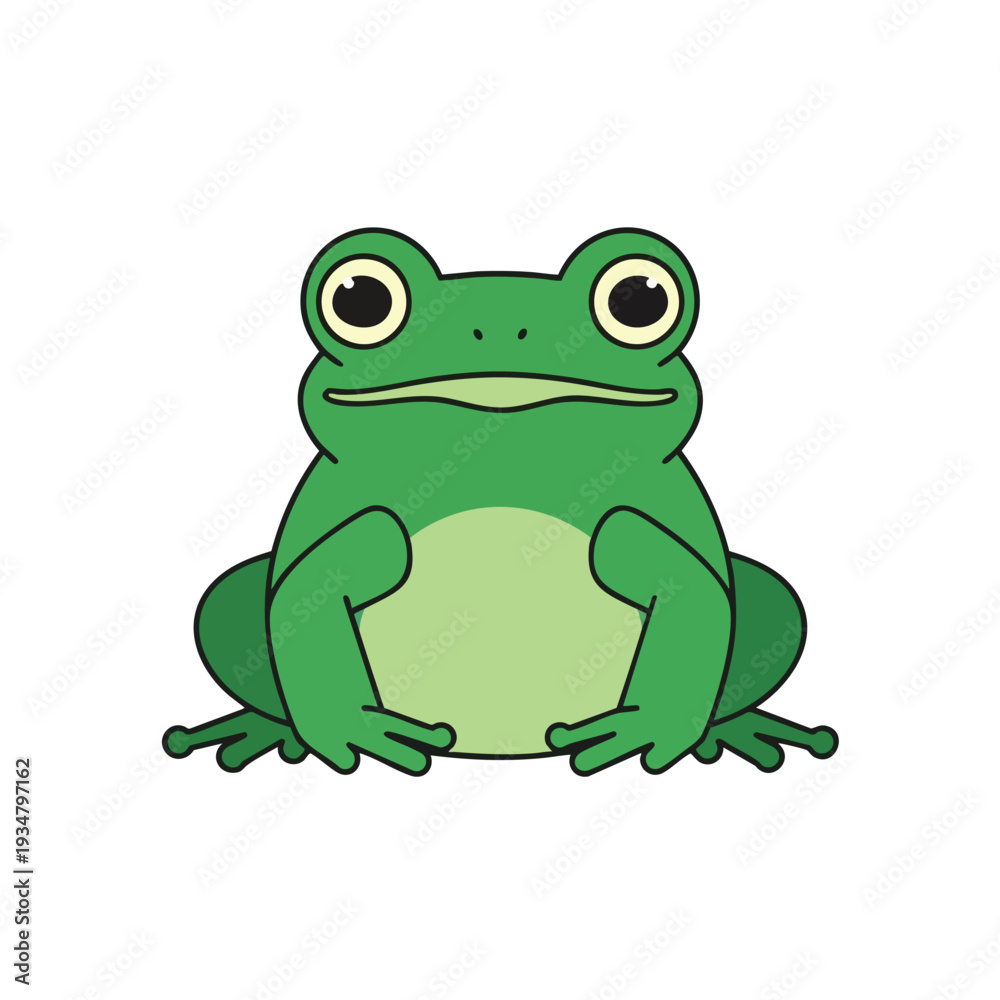 Fototapeta premium Green Cartoon Frog Sitting