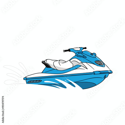 Blue Jet Ski on Water Leisure Activity Illustration
