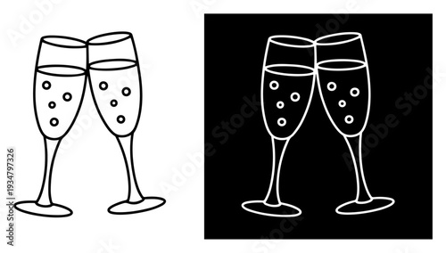 champagne glasses icon outline filled