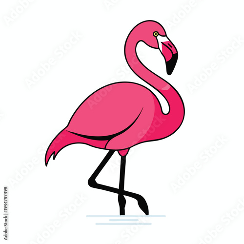 Pink Flamingo Cartoon Character