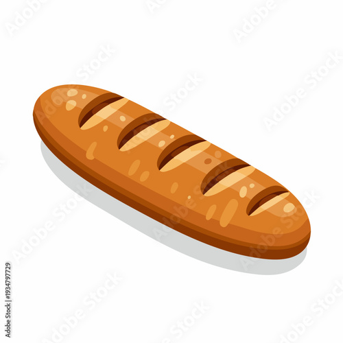 Flat Style Detailed Freshly Baked Bread Loaf Food Illustration