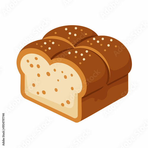 Cartoon Style Delicious Bread Loaf Culinary Food Element Illustration