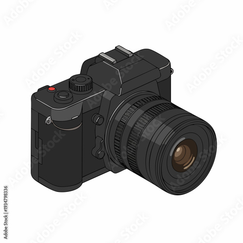 Isometric Detailed Digital Single Lens Reflex Camera Device Equipment