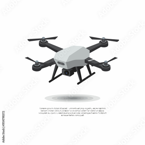 Isometric Detailed Drone Quadcopter Unmanned Aerial Vehicle UAV Aircraft Illustration