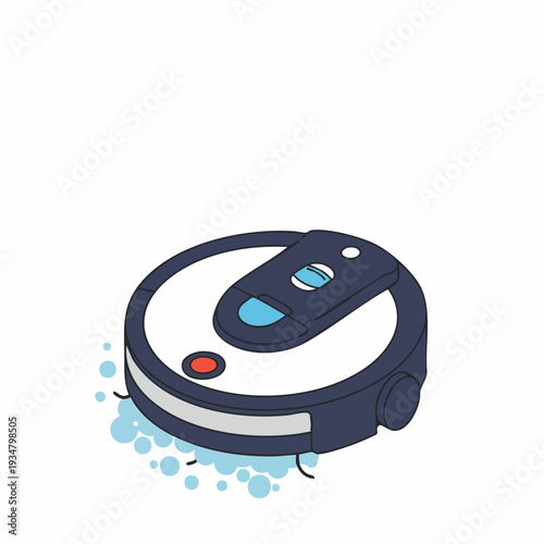 Modern Flat Style Robotic Vacuum Cleaner Cleaning Equipment Appliance