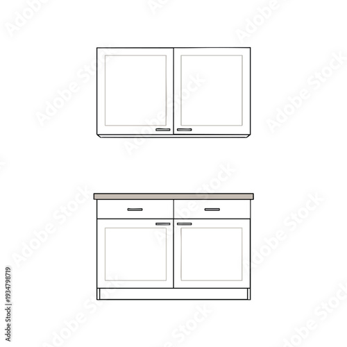 Modern Kitchen Interior with Upper and Lower Cabinets