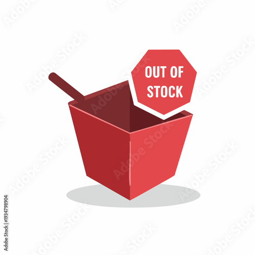 Flat Design Red Food Container Out of Stock Notice Illustration