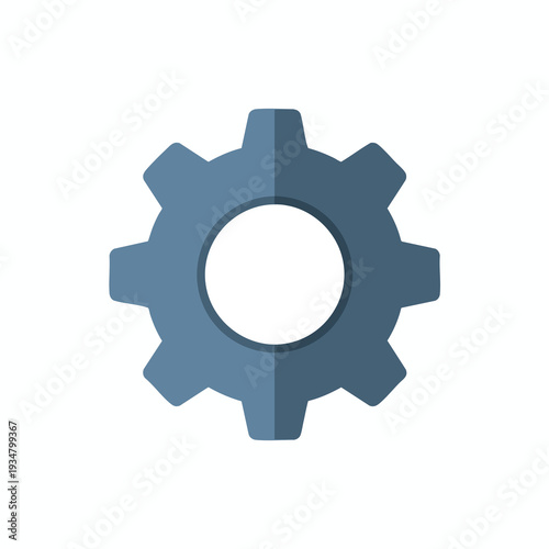 Blue Gear Icon on White Background