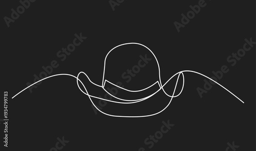 Minimalist Continuous One Line Art Drawing of Abstract Fluid Shape on Black Background