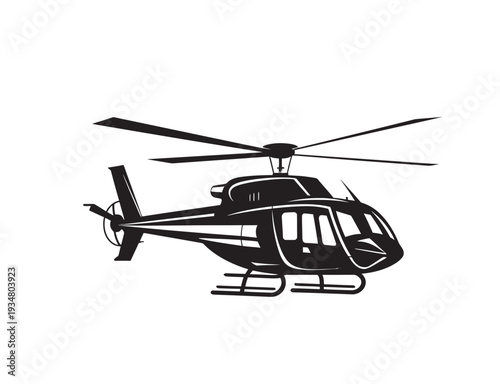 Military or civilian helicopter silhouette for aviation transport
