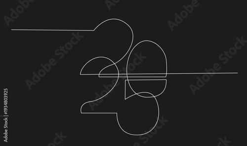 Minimalist 2023 New Year Single Line Art Design on Dark Background