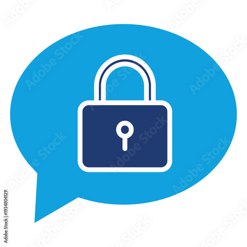 Encrypted Messaging Flat Blue Icon Illustration Vector