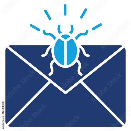Email Virus Flat Blue Icon Illustration Vector