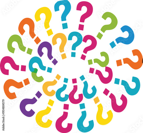 Colorful Question Marks Background Cartoon Vector Illustration with Random Scattered FAQ Symbols