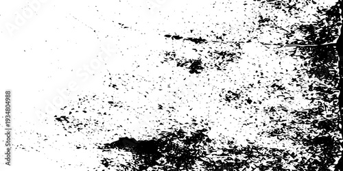 Black Ink Splatter and Scratch Marks on White Background with Grunge Dust, Grain Noise, Speckle Texture and Distressed Overlay Effect for Retro Poster, Print and Modern Design Projects