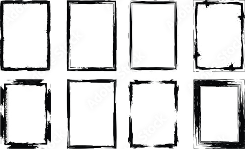 A set of vector line art frames in silhouette mode for design and illustration purposes