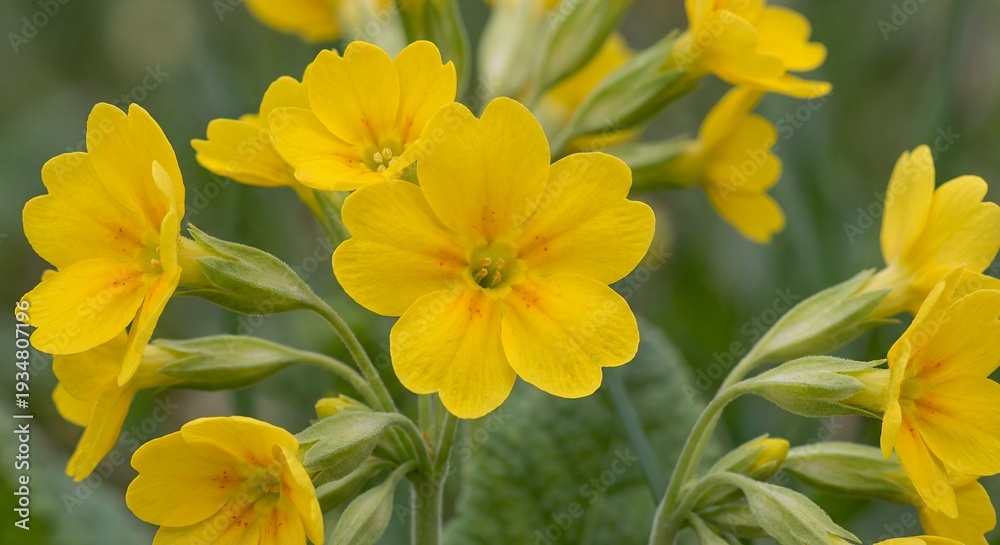 Obraz premium Yellow primrose flowers blooming in a natural garden setting