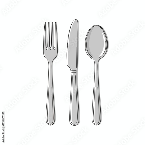 Elegant Set of Silverware with Fork Knife and Spoon for Dining