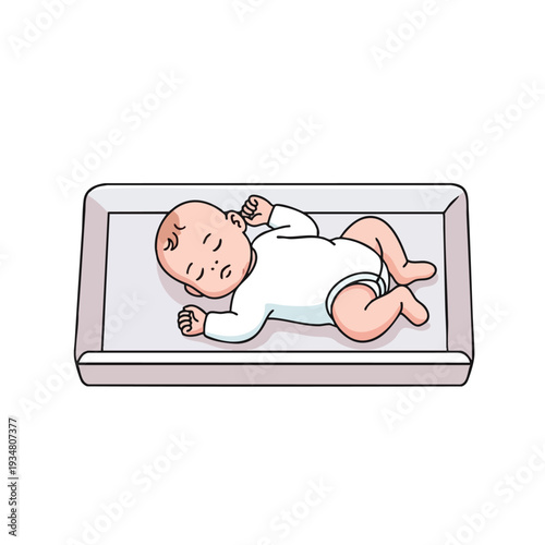 Adorable Baby Sleeping Peacefully on Changing Table in Cute Outfit