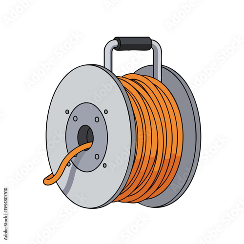 Industrial Cable Reel with Bright Orange Wire for Electrical Projects and Power Supply