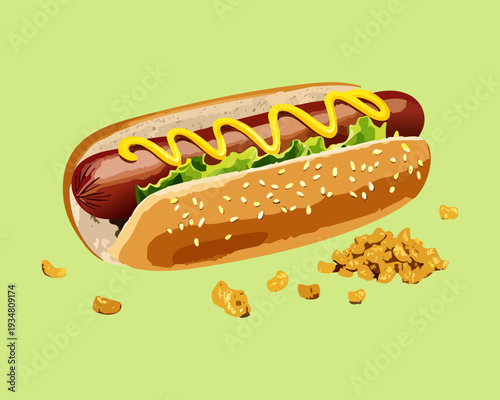 Loaded nacho platter with melted cheese sour cream and jalapeños served on a dark elegant plate - Vector Illustration