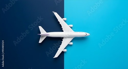 Wallpaper Mural Minimalist Airplane Concept with Dual Blue Background Torontodigital.ca