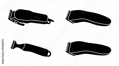 Hair Clipper and Trimmer Icons Set Black Silhouettes