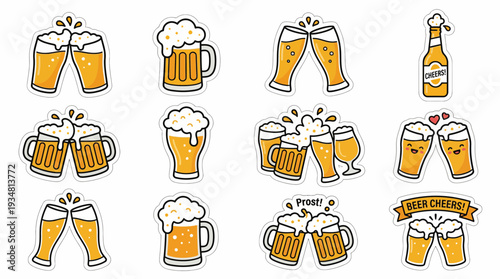 Beer Cheers Stickers Collection - Festive Toasts and Celebrations