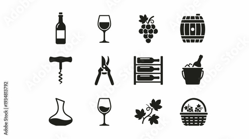Wine Icons Collection for Vineyard and Sommelier Themes