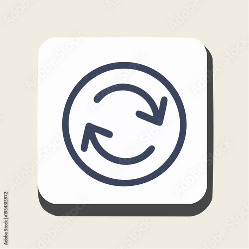 Modern recycling symbol on white background with dark shadow