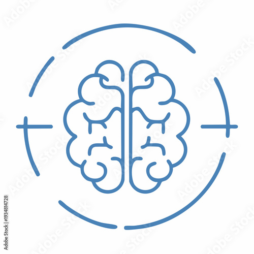 Modern brain icon with targeting crosshairs for business concepts
