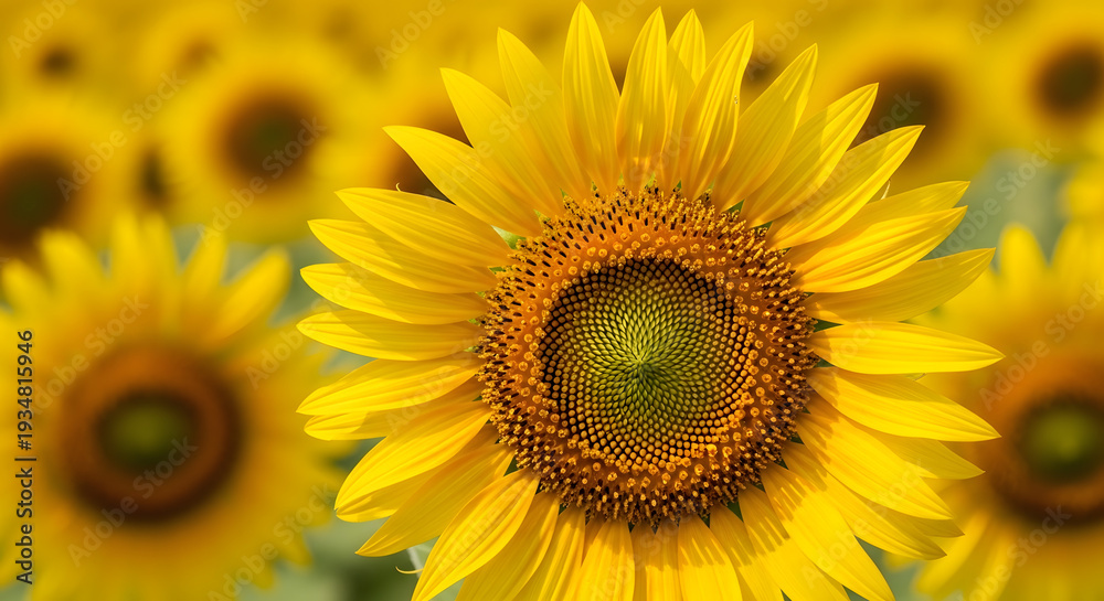 Obraz premium Vibrant sunflower in full bloom with a bright blue sky background