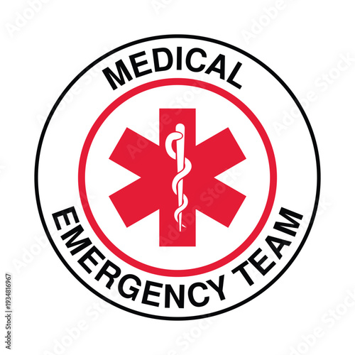 Medical Emergency Team Emblem with Star of Life – Red Healthcare Badge for Ambulance Services, Paramedics, Hospitals and First Aid Response Units