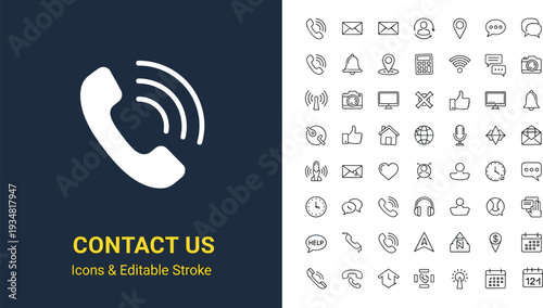 Communication Symbols, Telephone, Email, Support, Location Pins, Global Networking and Customer Service Help Graphics,