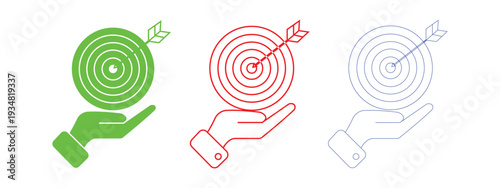 Three targets with arrows in green red and blue