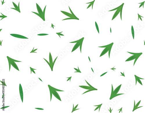 Green leaves and arrows scattered randomly across the frame, illustration, aerial view