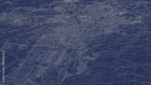 3D looped animation of city - Skopje North Macedonia