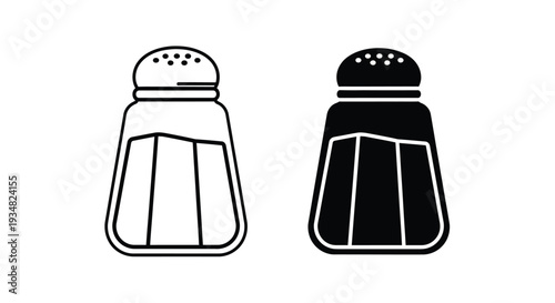 Black and white salt and pepper shakers a simple outline silhouette