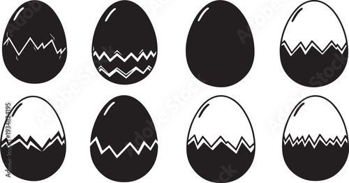 Black and white Easter eggs with zigzag patterns illustration