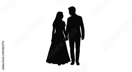 Couple embracing facing each other a striking black silhouette