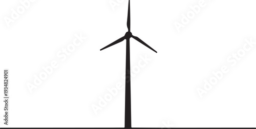 Wind turbine silhouette against a white background illustration