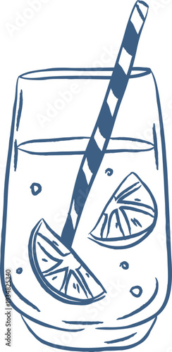 Cocktail With Citrus Slice Sketch