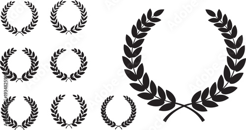 Laurel Wreath Silhouettes for Awards and Recognition Symbols