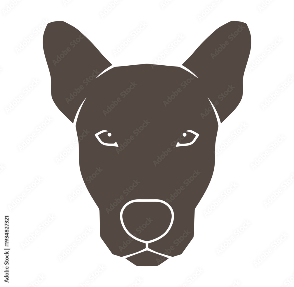 Obraz premium brown dog head with big ears and nose in simple style animal face