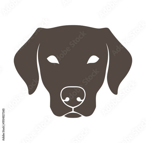 Brown dog head silhouette isolated on white background