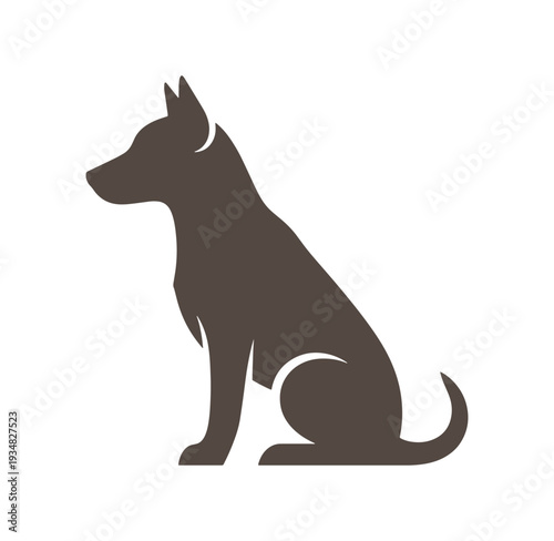 Brown dog sitting profile view simple icon  brown dog silhouette