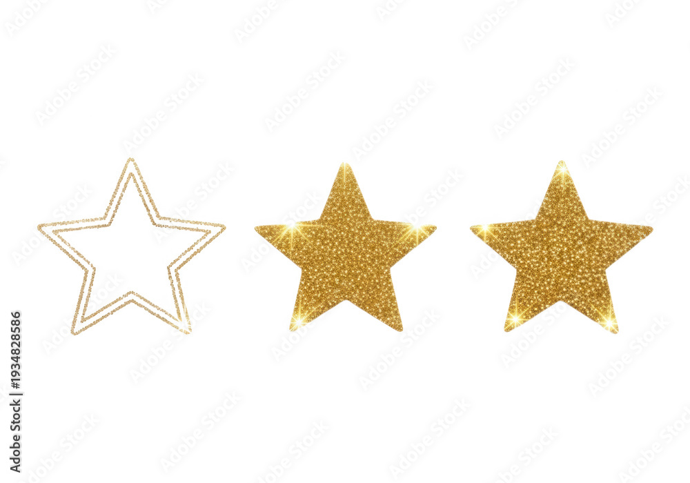 Obraz premium Three golden stars isolated on transparent background