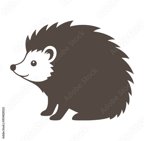 cute brown hedgehog with white face profile view  animal icon